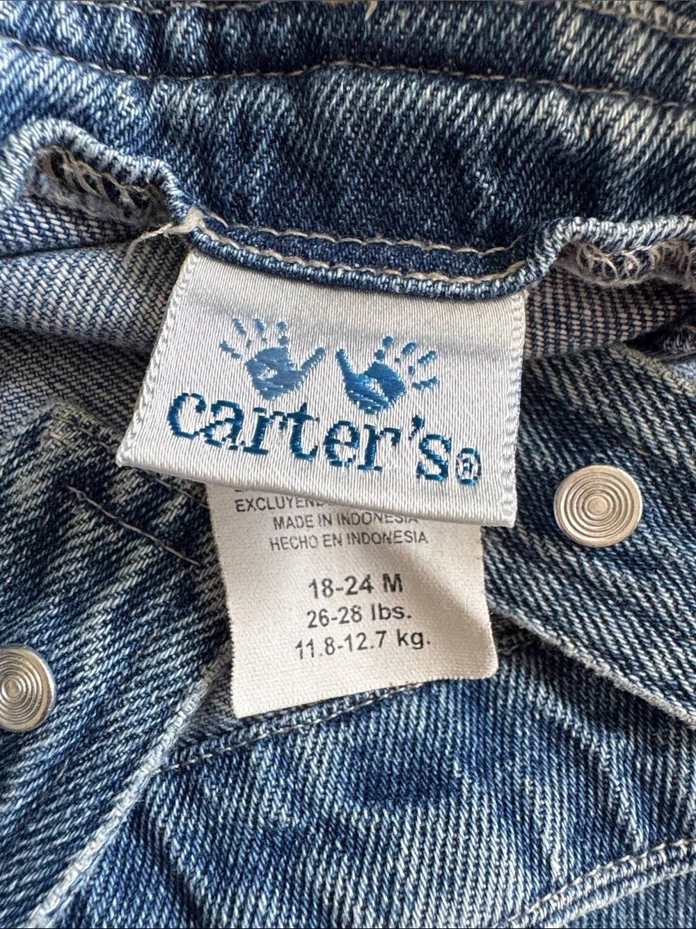 Vintage Carter's Denim Short Overalls with Yellow Car Patch